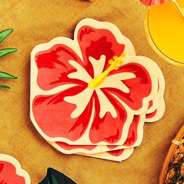 16 Pack Tropical Flower Lunch Napkins - Multicoloured