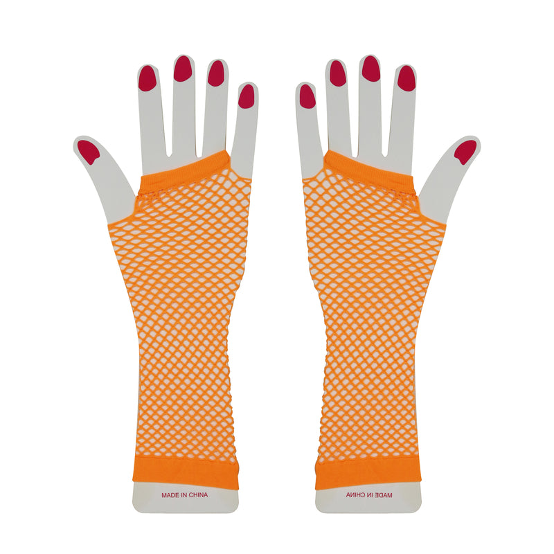 Fishnet Gloves - Orange - PARTY PLANET