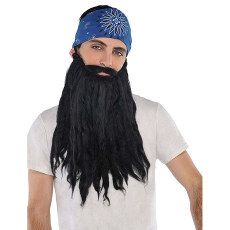 Plush Pirate Beard and Moustache Set - Black