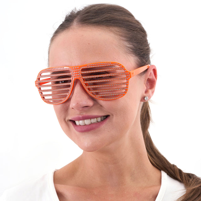 Slatted Novelty Glasses Orange - PARTY PLANET