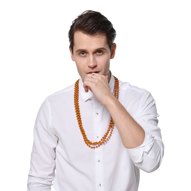 3 Pack 80cm Party Necklace - Orange - PARTY PLANET