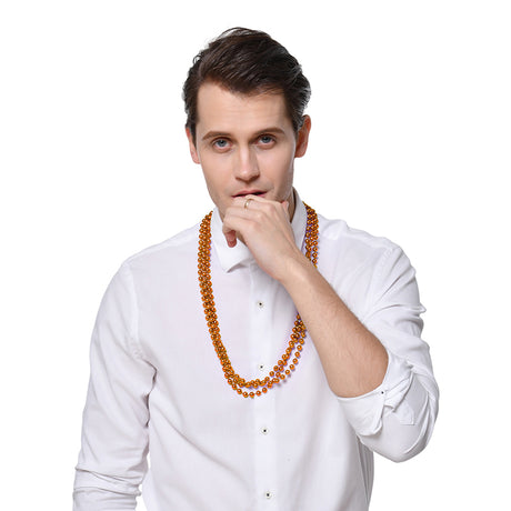 3 Pack 80cm Party Necklace - Orange - PARTY PLANET