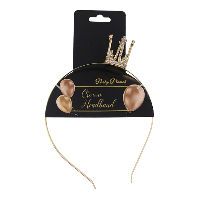 Mini Gold Crown Headband with Diamantes - PARTY PLANET