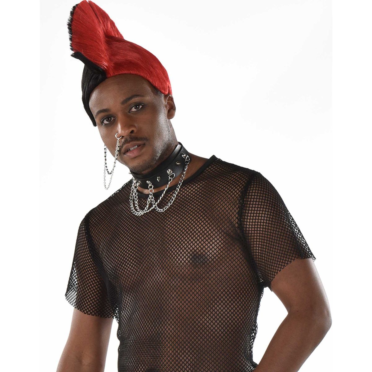 Black and Red Mohawk Costume Wig - One Size