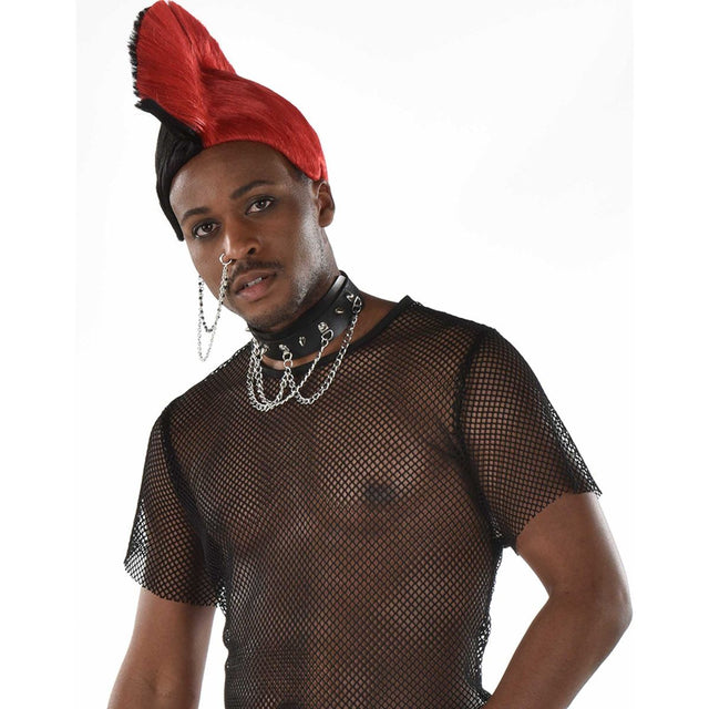 Black and Red Mohawk Costume Wig - One Size