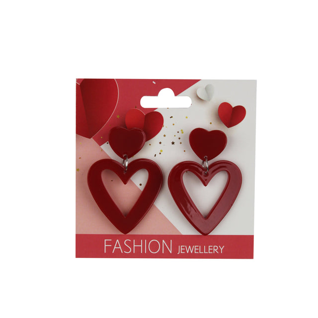 Red Heart Novelty Earrings - Red Dot