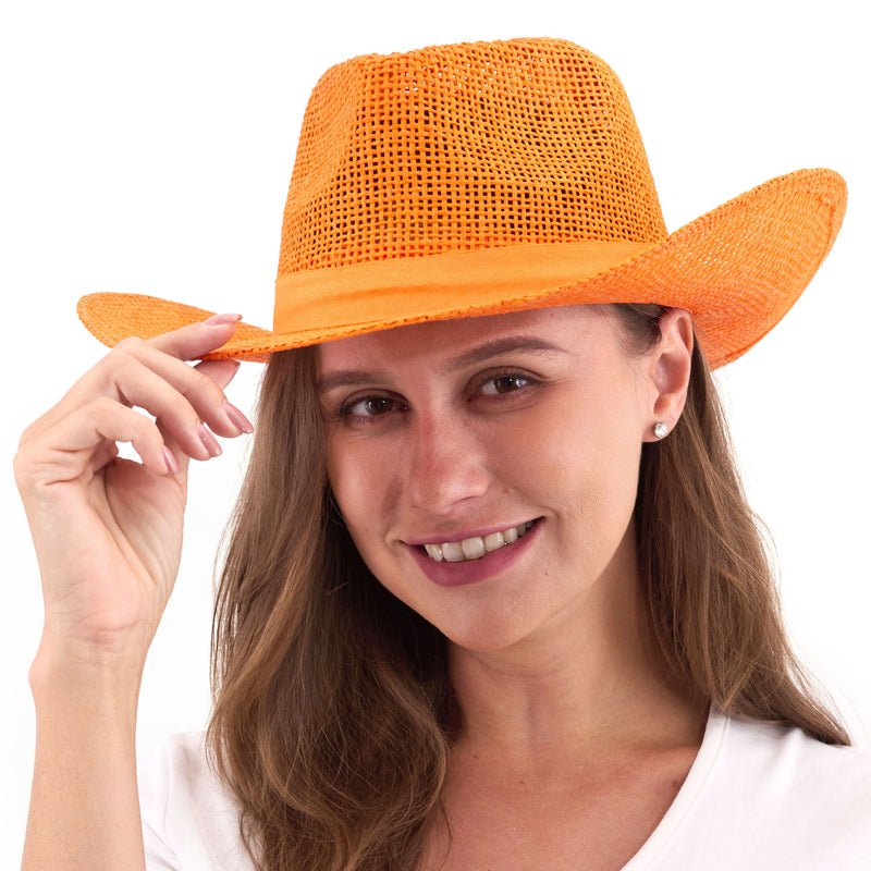 Burlap Cowboy Hat - Orange - PARTY PLANET