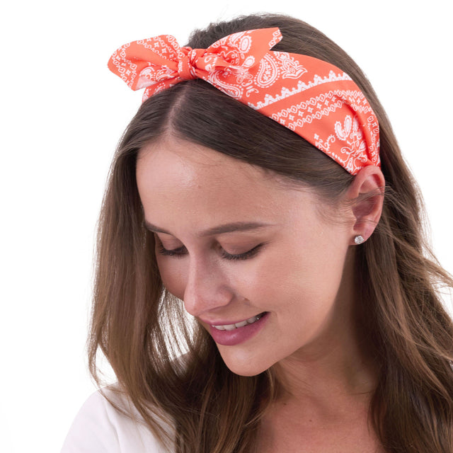 Retro Printed Headband - Orange - PARTY PLANET