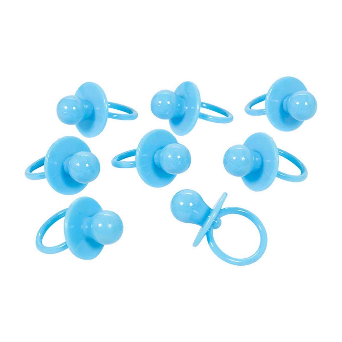 8 Pack Large Plastic Pacifier Party Favours - Blue