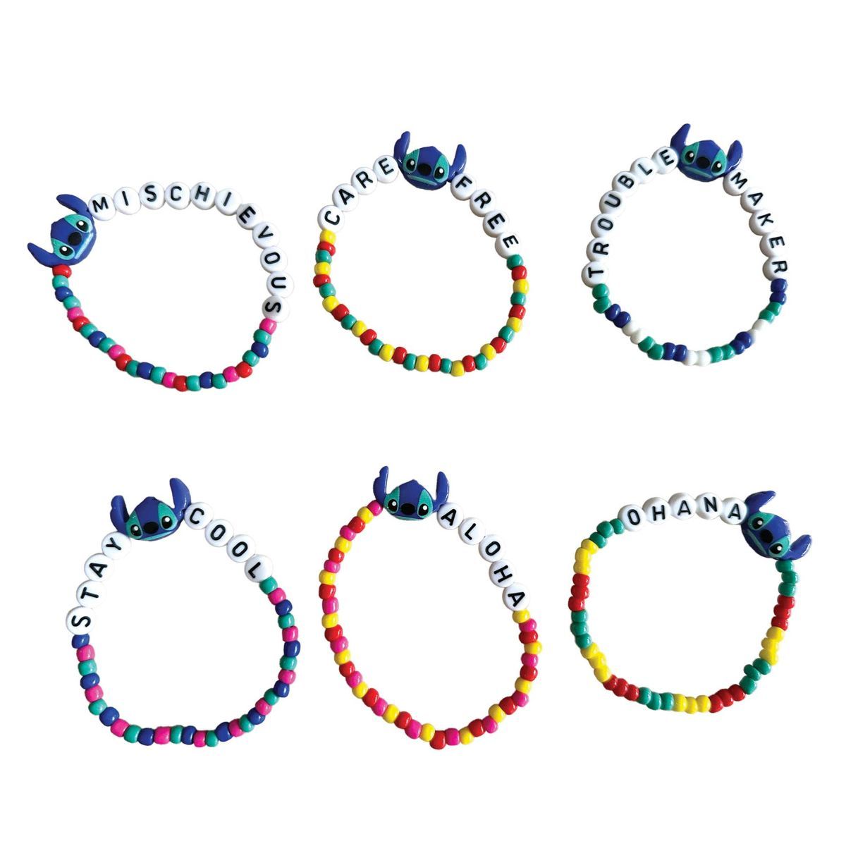 6 Pack Lilo and Stitch Elastic Wristbands - Multicoloured