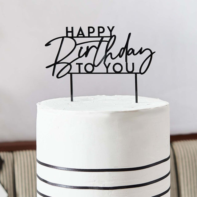 'Happy Birthday To You' Acrylic Cake Topper - Black