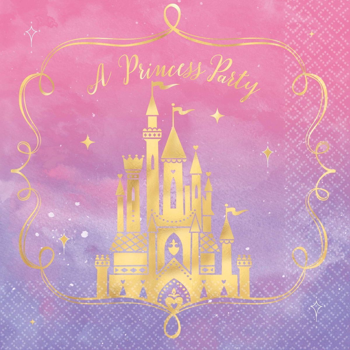16 Pack Disney Princess Once Upon A Time Hot Stamped Lunch Napkins