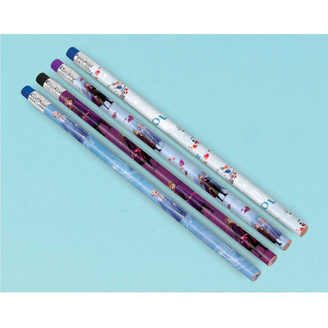 8 Pack Frozen 2 Pencils with Erasers - Assorted Designs