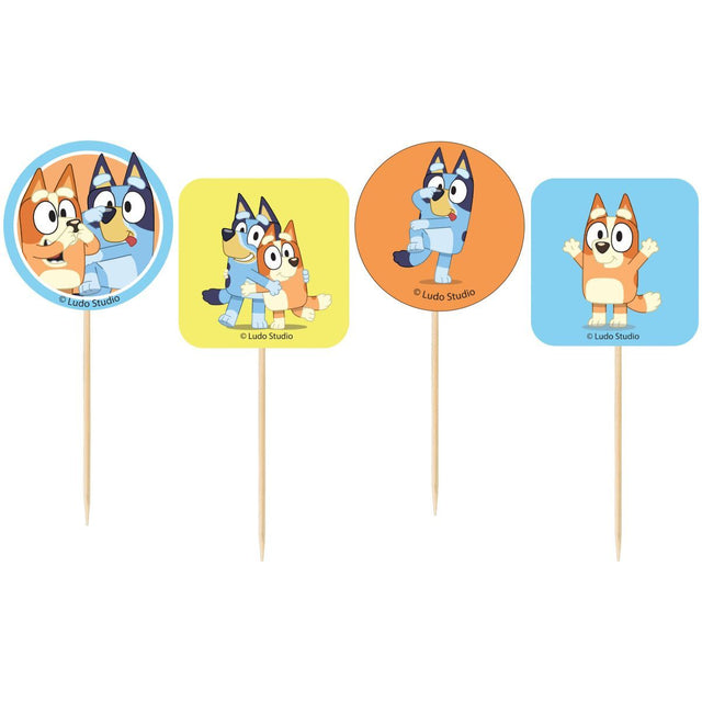 24 Pack Bluey Cupcake Picks - Blue