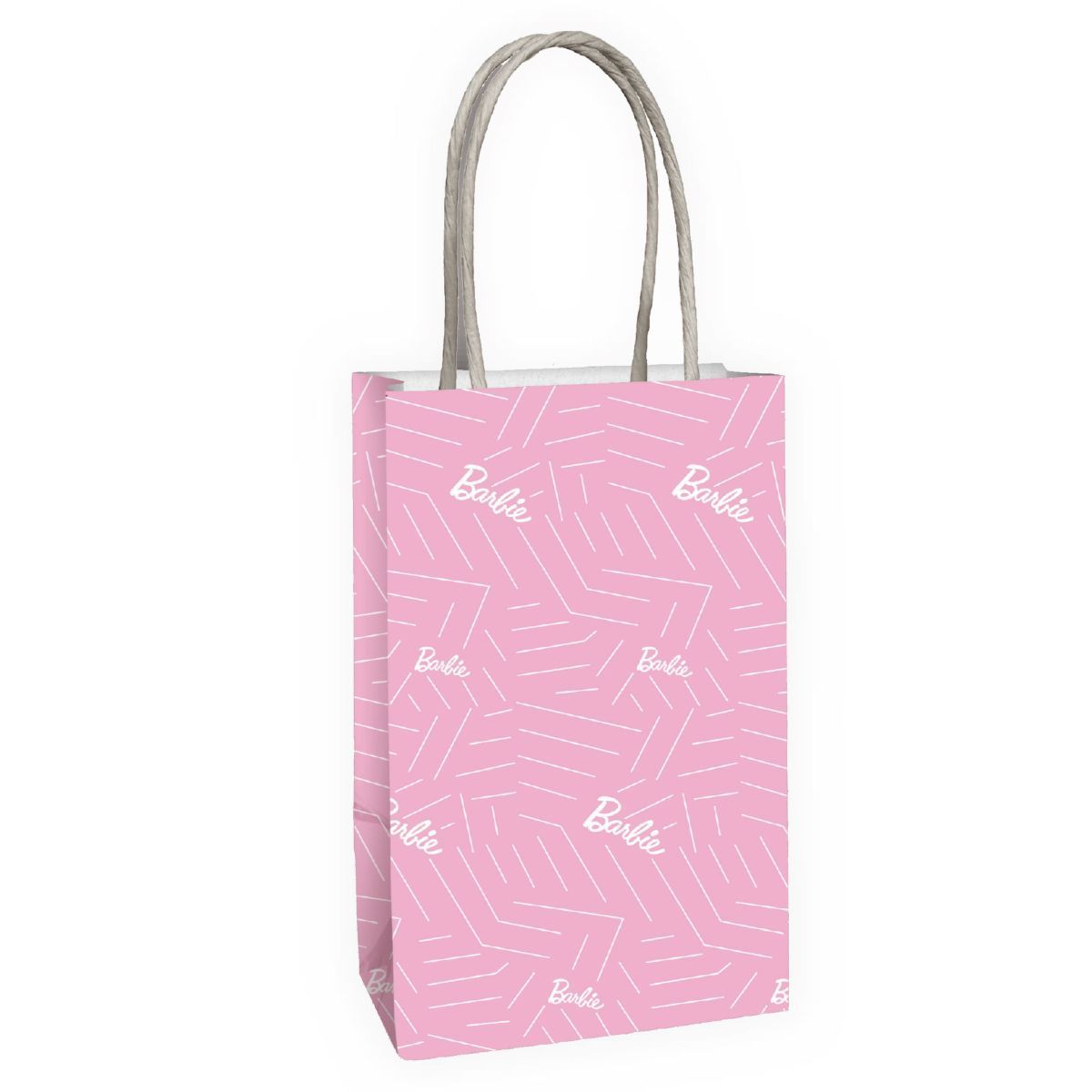 8 Pack Barbie Kraft Paper Gift Bags 13cm x 21cm x 8cm - Pink