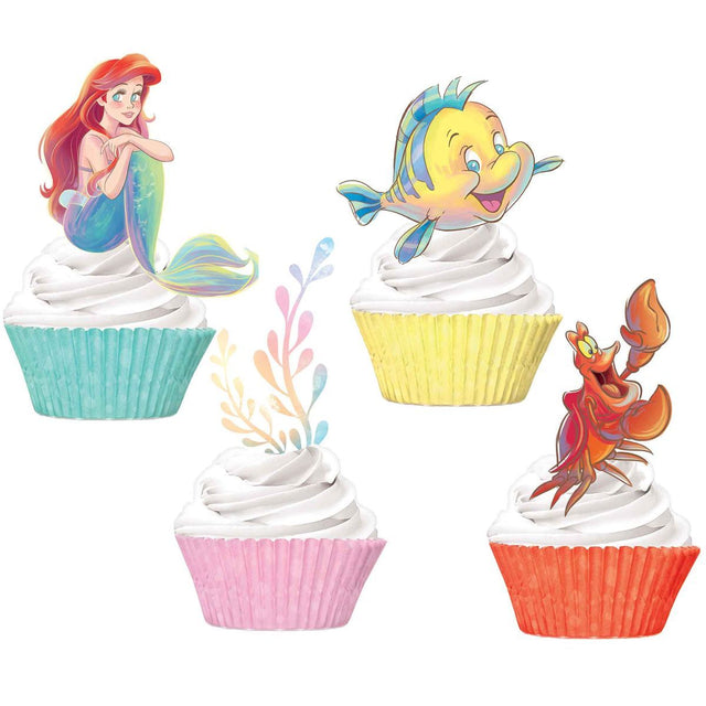 24 Pack Little Mermaid Cupcake Cases and Pick Set - Multicoloured