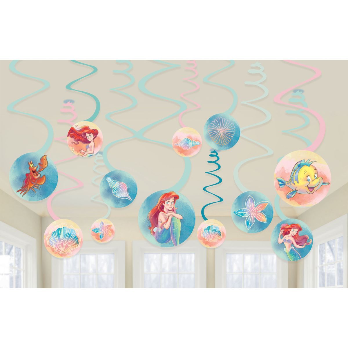 12 Pack The Little Mermaid Spiral Swirl Hanging Decorations