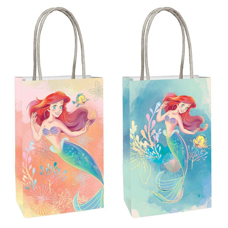 8 Pack The Little Mermaid Paper Kraft Loot Bags - Multicoloured