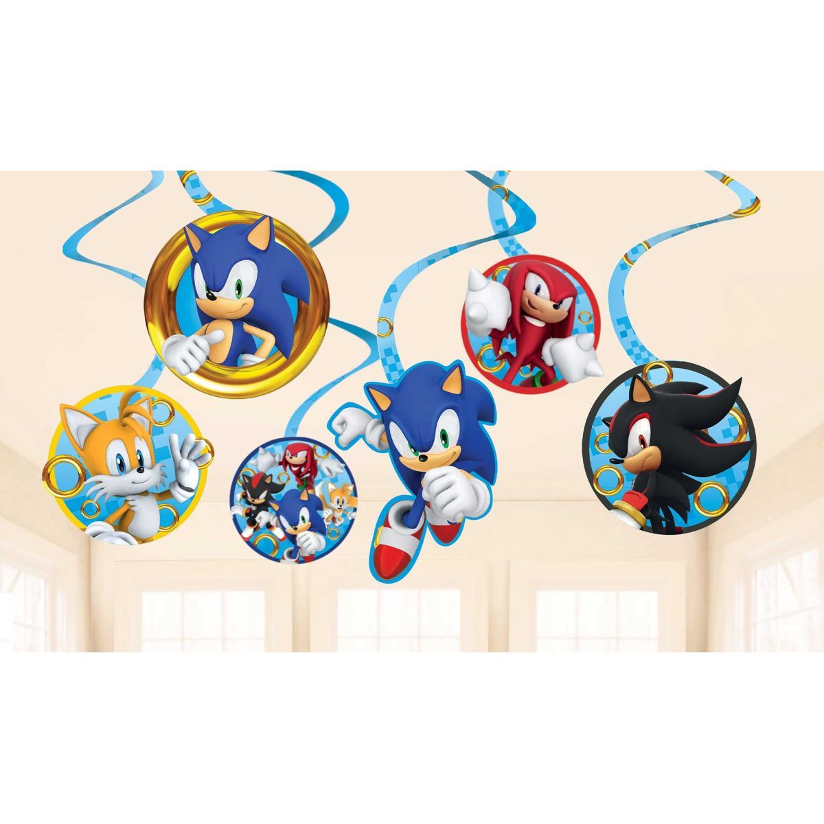 12 Pack Sonic the Hedgehog Hanging Spiral Decorations - Multicoloured