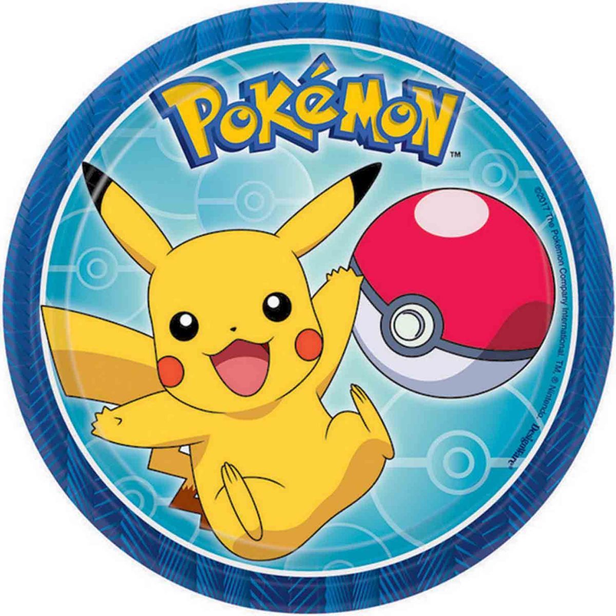 8 Pack Pokemon 17cm Round Paper Plates - Multicoloured