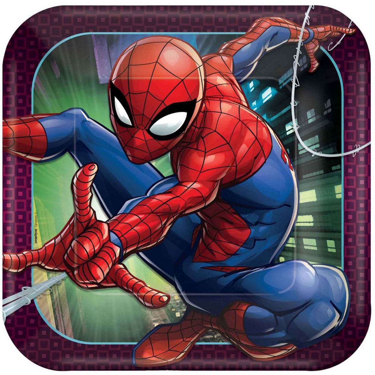 8 Pack Spider-Man Webbed Wonder 23cm Square Paper Plates