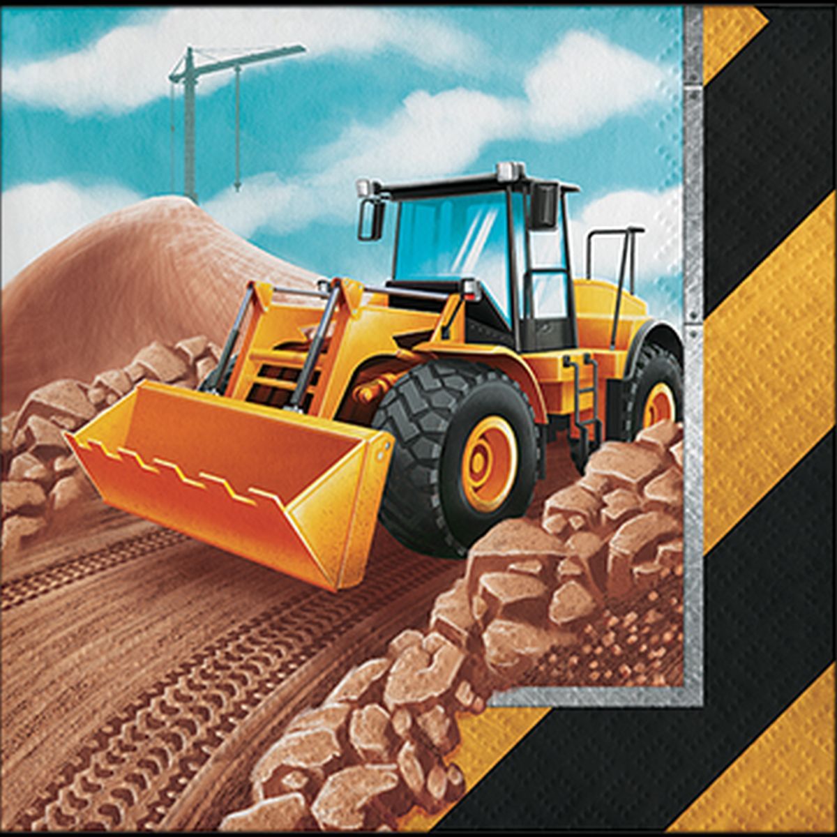 16 Pack Big Dig Construction Beverage Napkins - Multicoloured