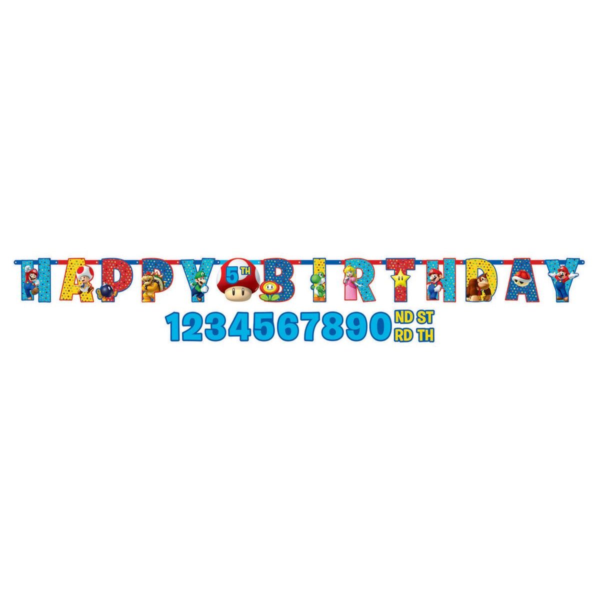 Super Mario Brothers Jumbo Add-An-Age Happy Birthday Letter Banner