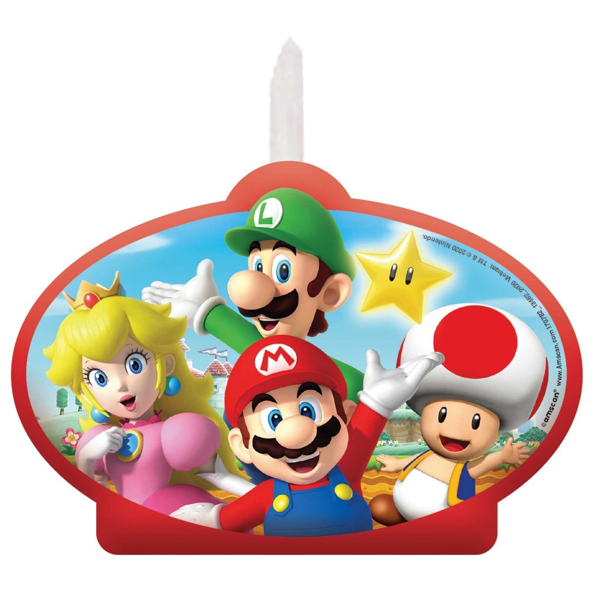 Super Mario Brothers Moulded Wax Birthday Candle - Multicoloured