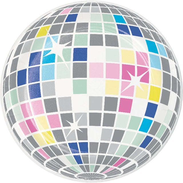 8 Pack Birthday Beats Disco Ball 17cm Round Paper Plates - Multicoloured