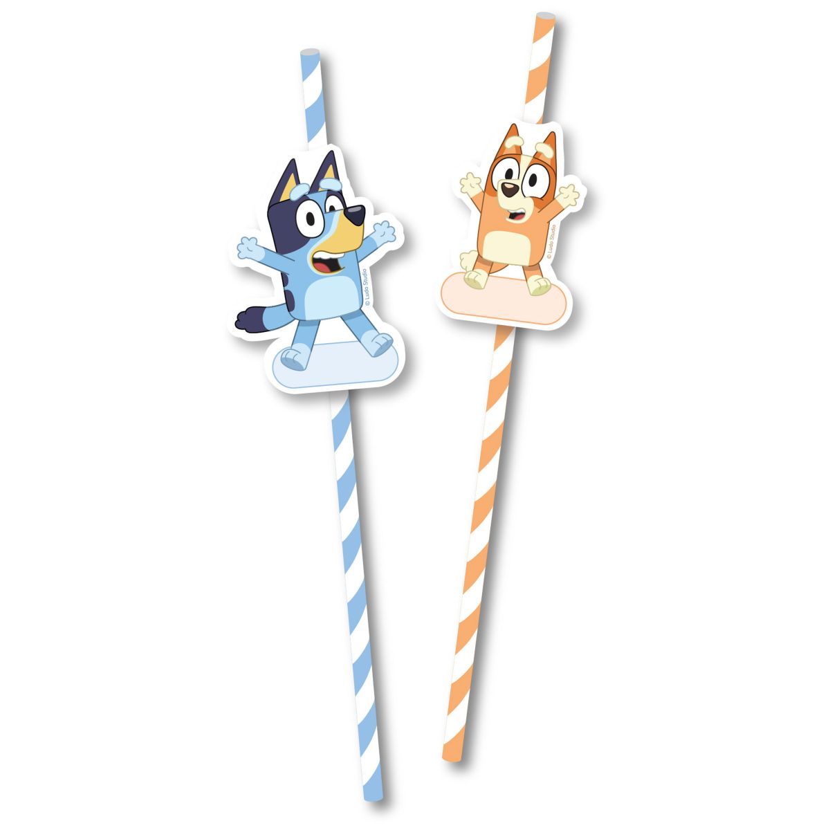 8 Pack Bluey Paper Straws with Card Badges