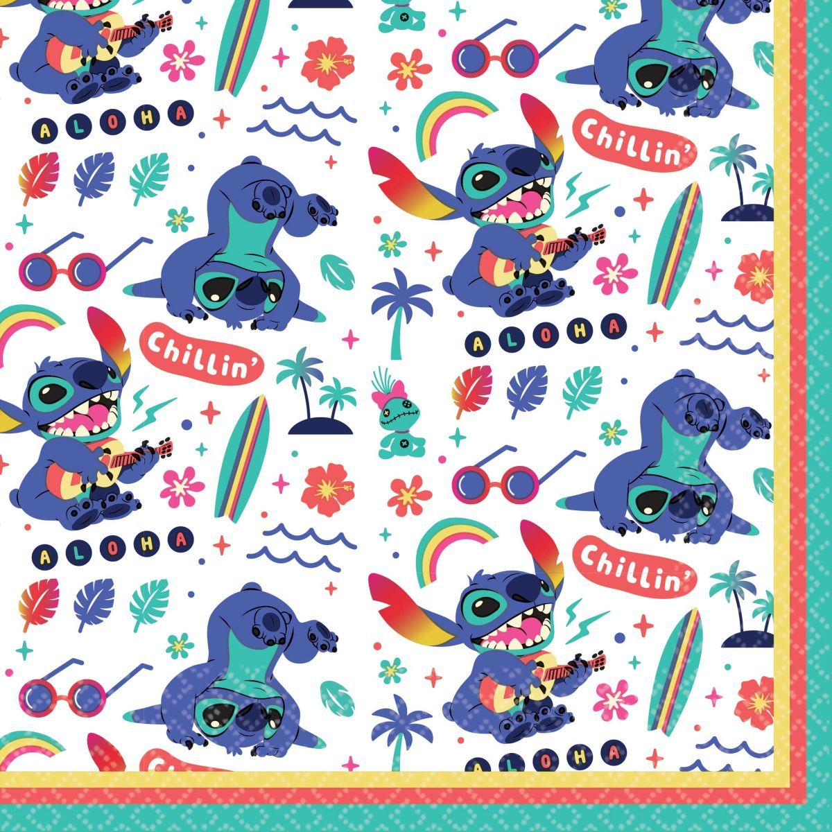 16 Pack Lilo & Stitch Paper Lunch Napkins 33cm x 33cm - Multicoloured