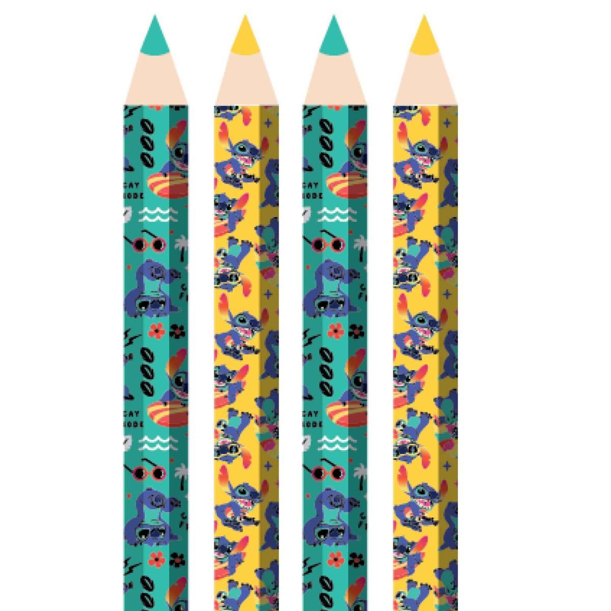 8 Pack Lilo &amp; Stitch Wooden Pencil Favours - Multicoloured