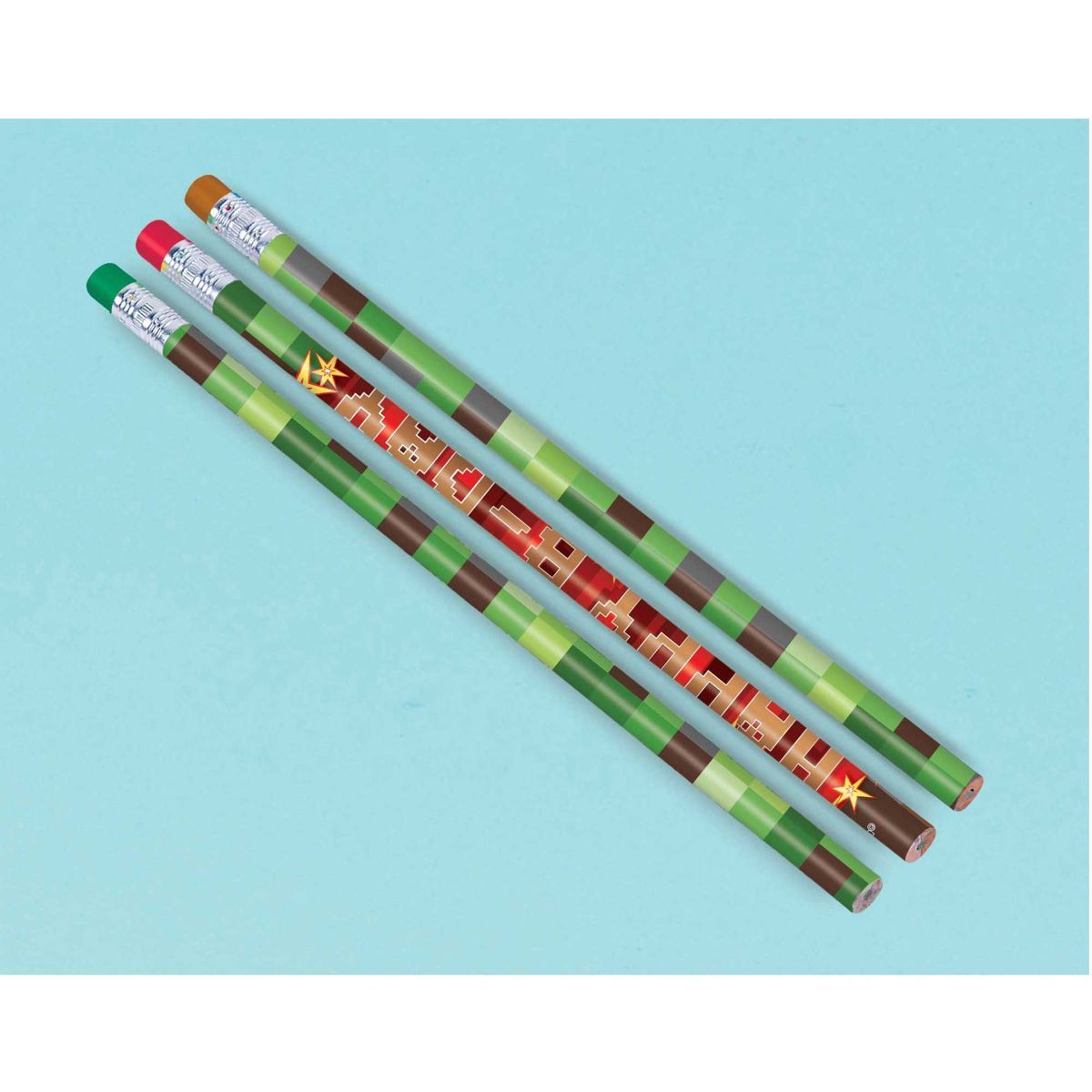 12 Pack TNT Party Pencils with Erasers 19cm - Multicoloured
