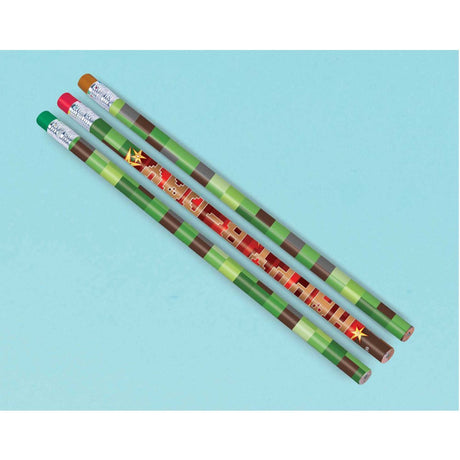 12 Pack TNT Party Pencils with Erasers 19cm - Multicoloured