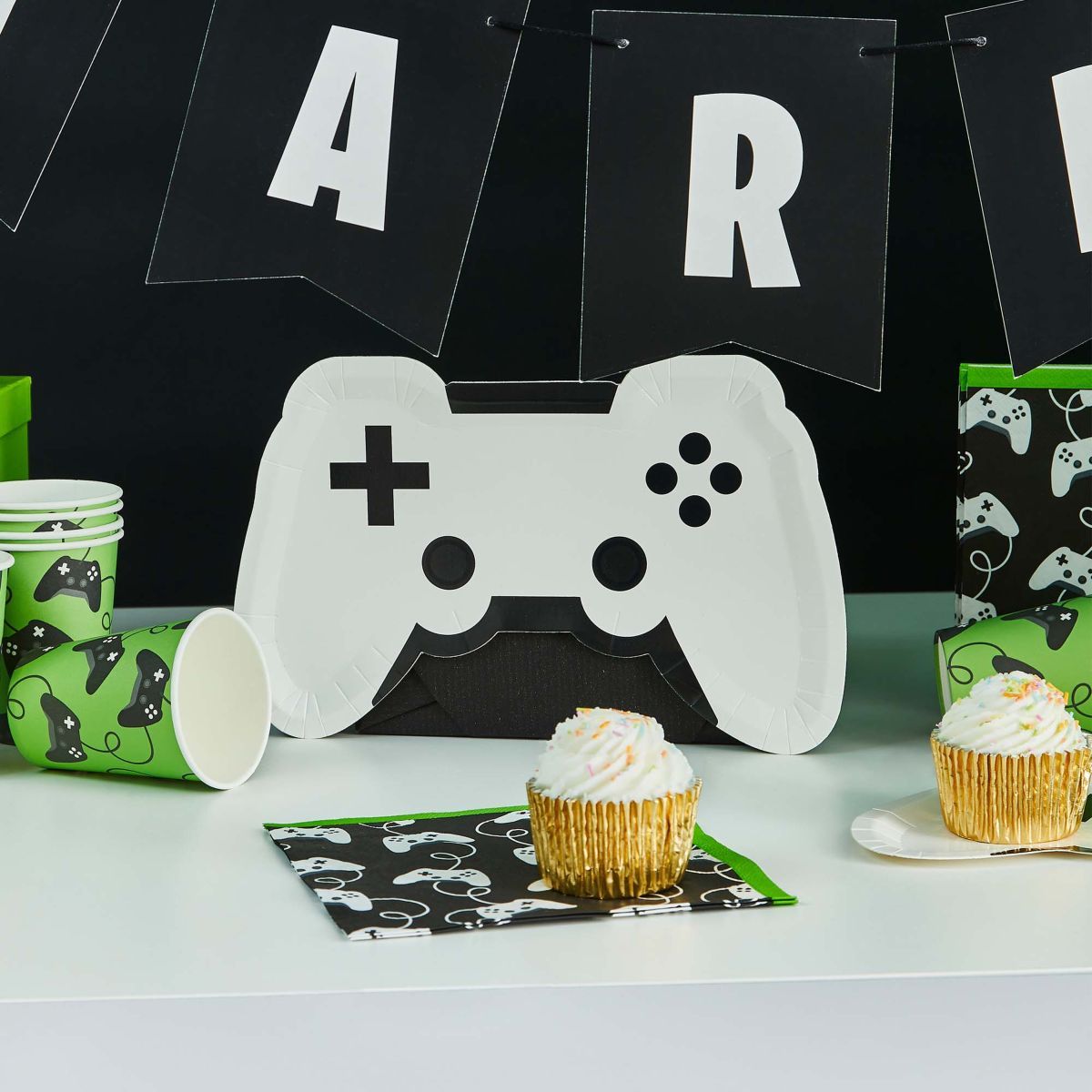8 Pack Controller Shaped Paper Plates - Multicoloured
