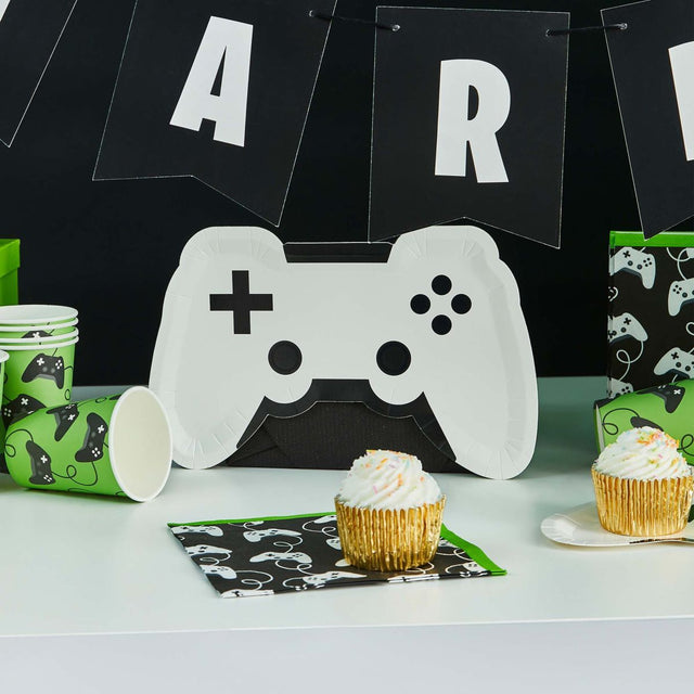 8 Pack Controller Shaped Paper Plates - Multicoloured