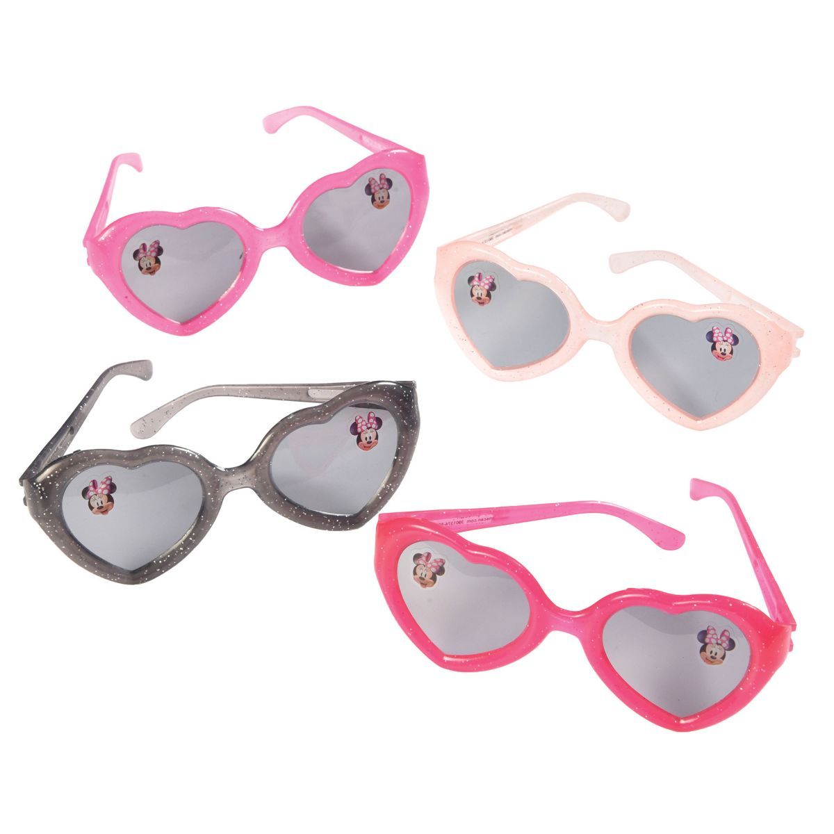 8 Pack Minnie Mouse Heart Shaped Glitter Glasses - Multicoloured