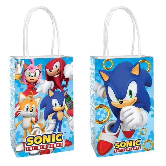 8 Pack Sonic the Hedgehog Kraft Paper Loot Bags - Multicoloured