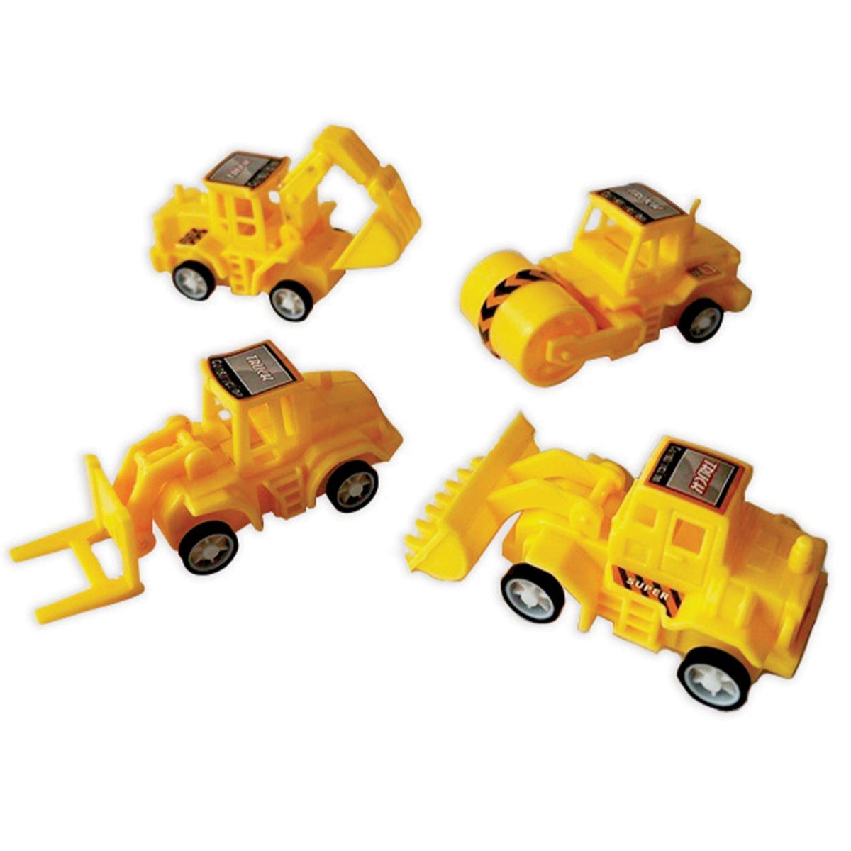 4 Pack Construction Toy Truck Party Favours - Multicoloured