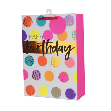 Neon Circles Gift Bag XL - 30cm x 42cm x 12cm - SNAZZLE