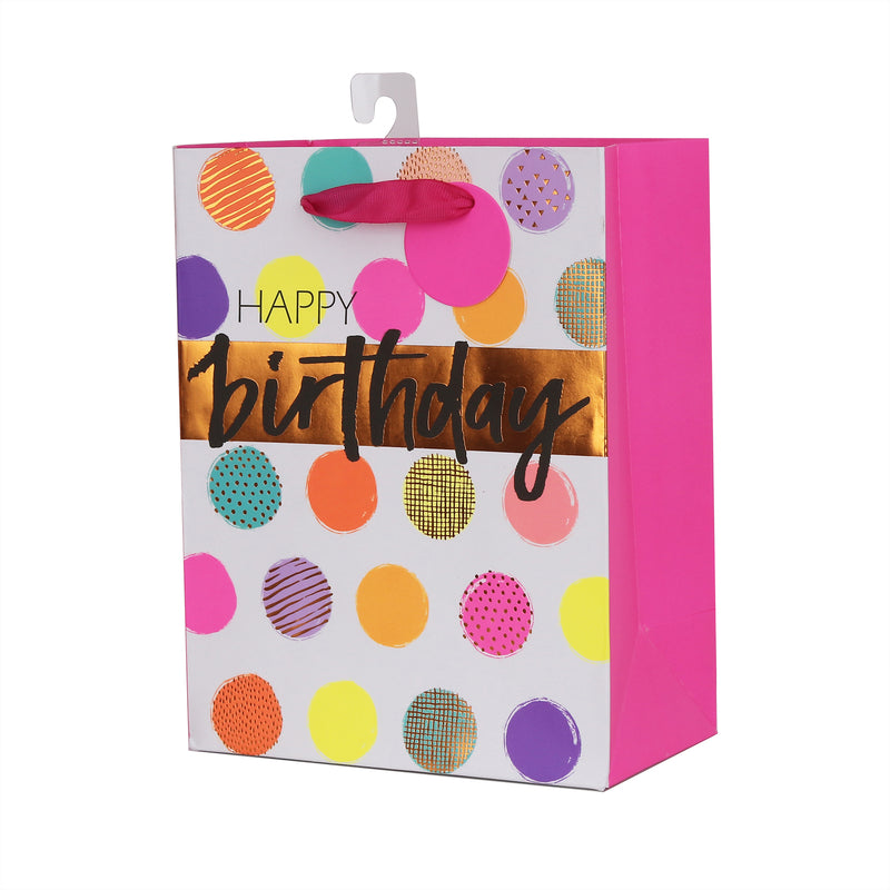Neon Circles Gift Bag Medium - 18cm x 23cm x 10cm - SNAZZLE