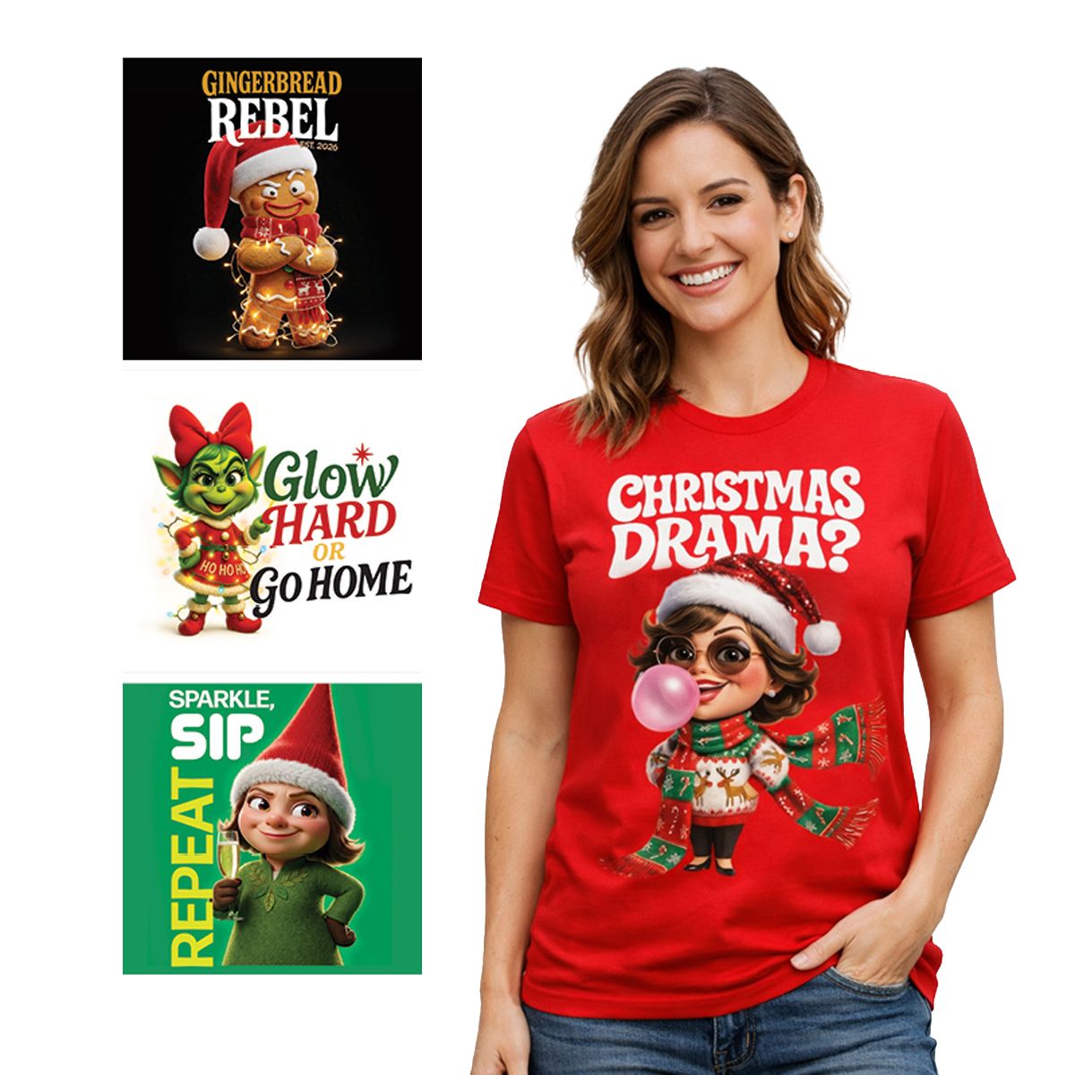 Women's Christmas T-Shirt - 4 Assorted Designs