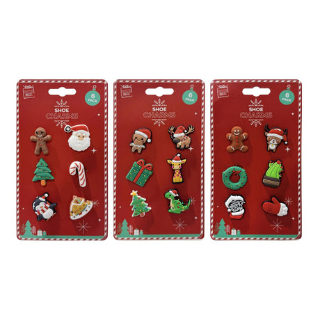 6 Pack Christmas Shoe Charms - Assorted