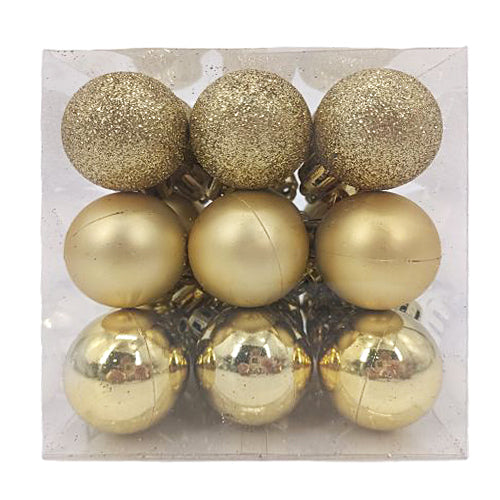 18 Pack Christmas Bauble Set - Glitter, Matt and Shiny