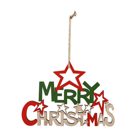 Hanging Merry Christmas Sign with Star 22 x 15.5cm
