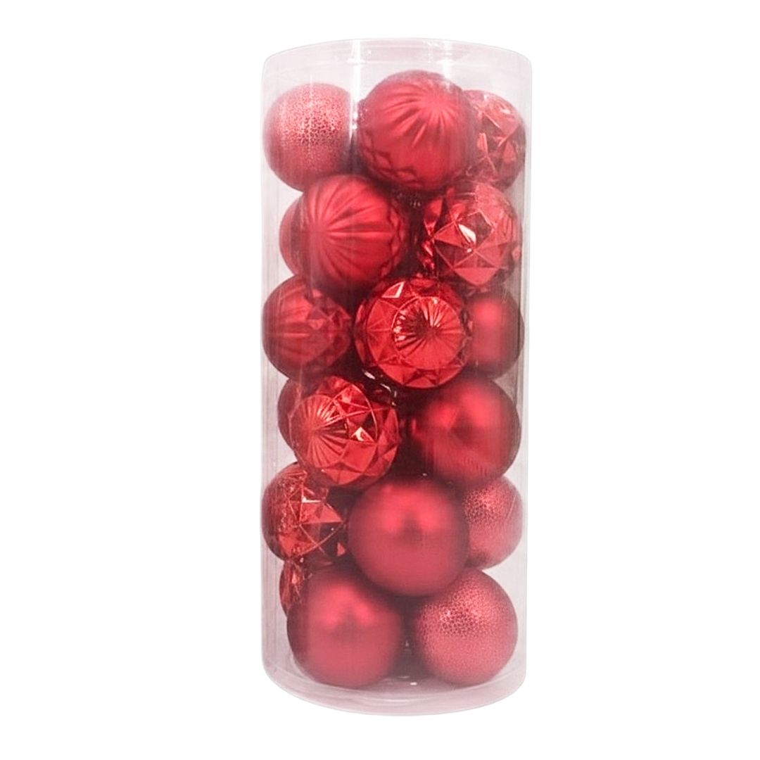 20 Pack Christmas Bauble Set - Glitter, Matt and Shiny