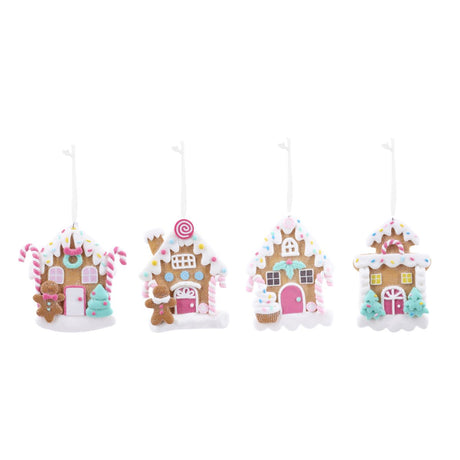 Hanging Gingerbread House Decoration 10cm - Assorted