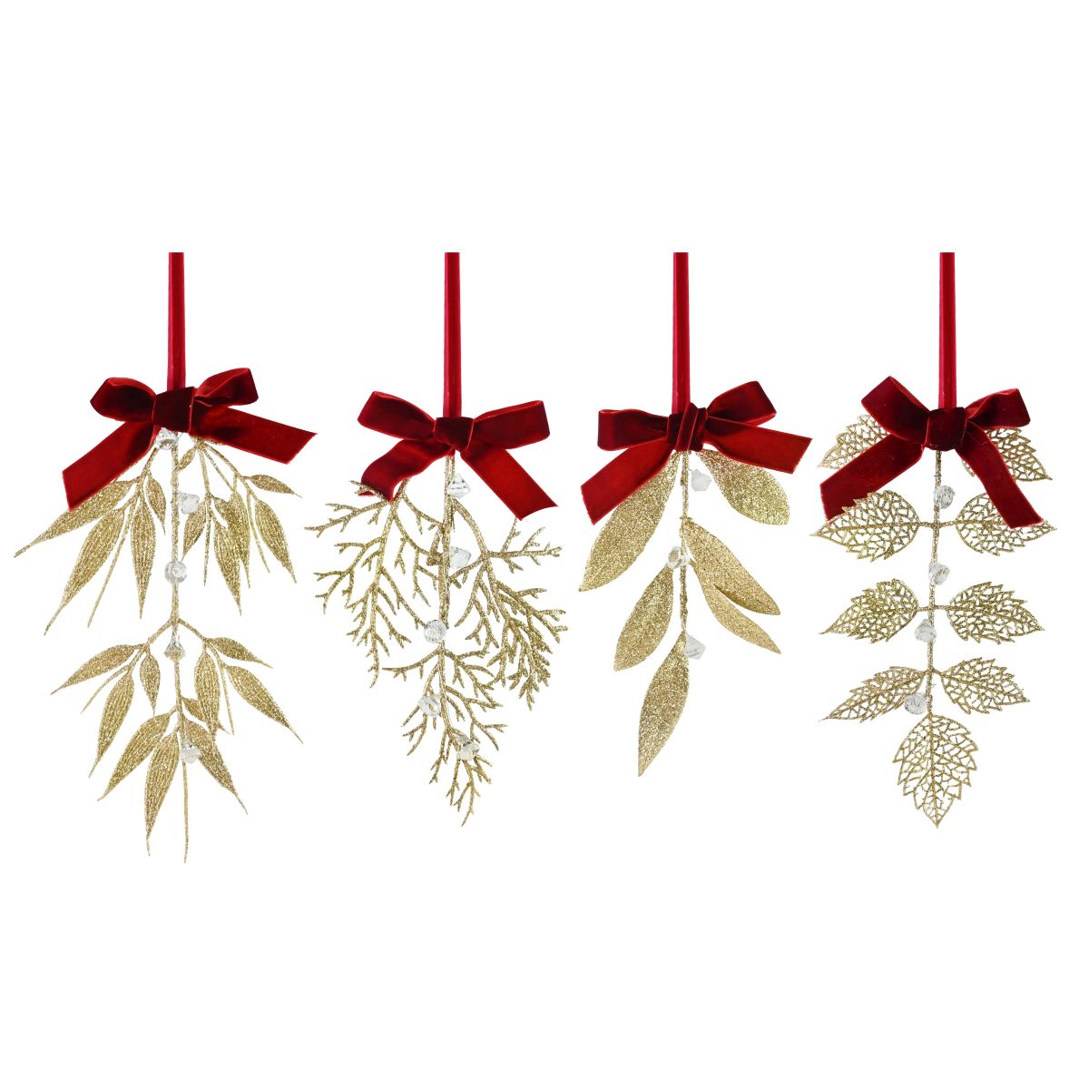 Hanging Gold Leaf Velvet Bow - Assorted