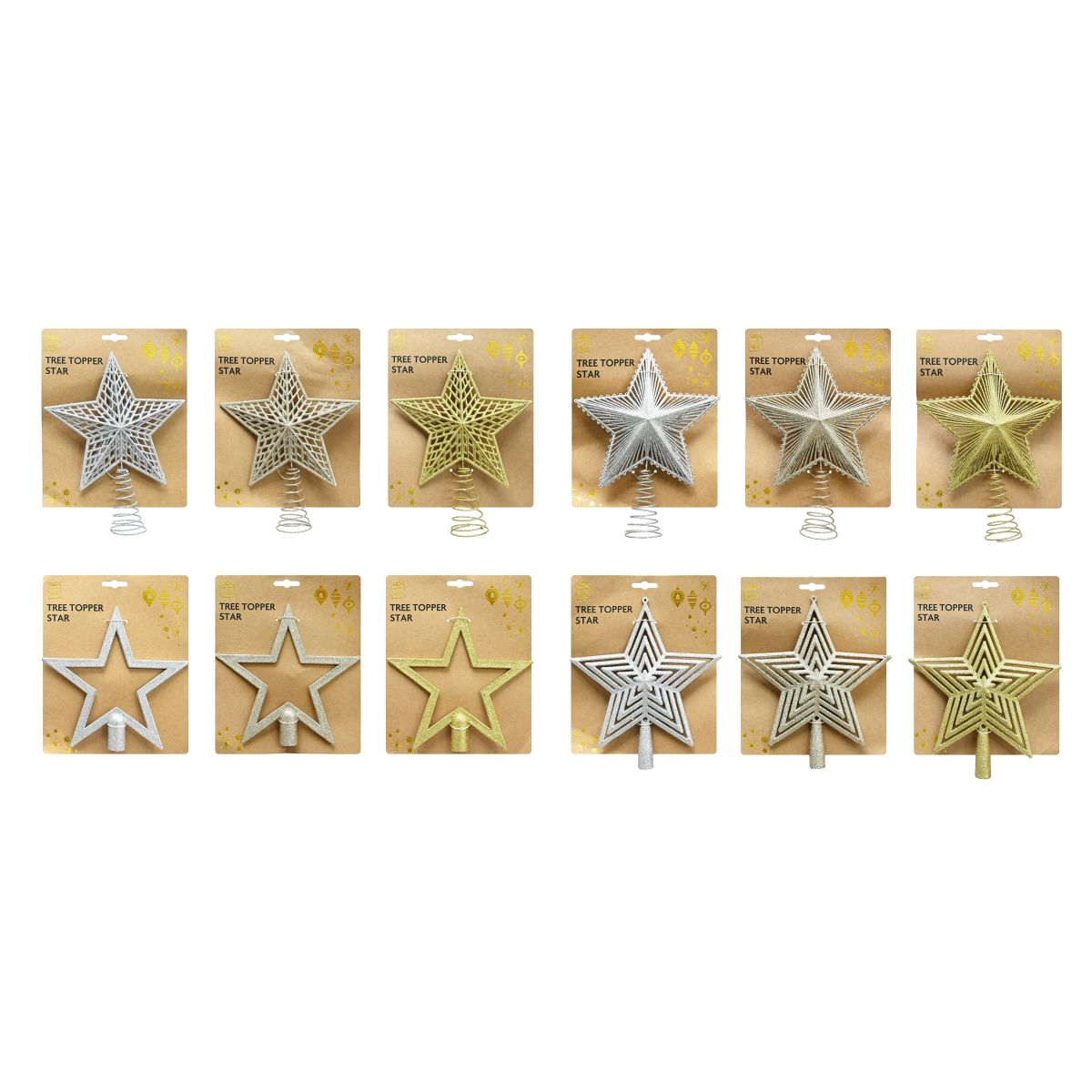 Glitter Star Christmas Tree Topper 20cm - Assorted