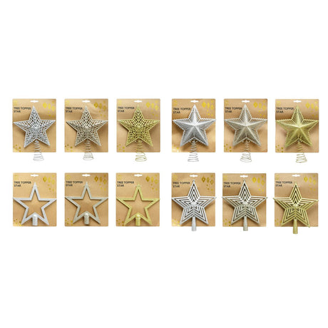 Glitter Star Christmas Tree Topper 20cm - Assorted